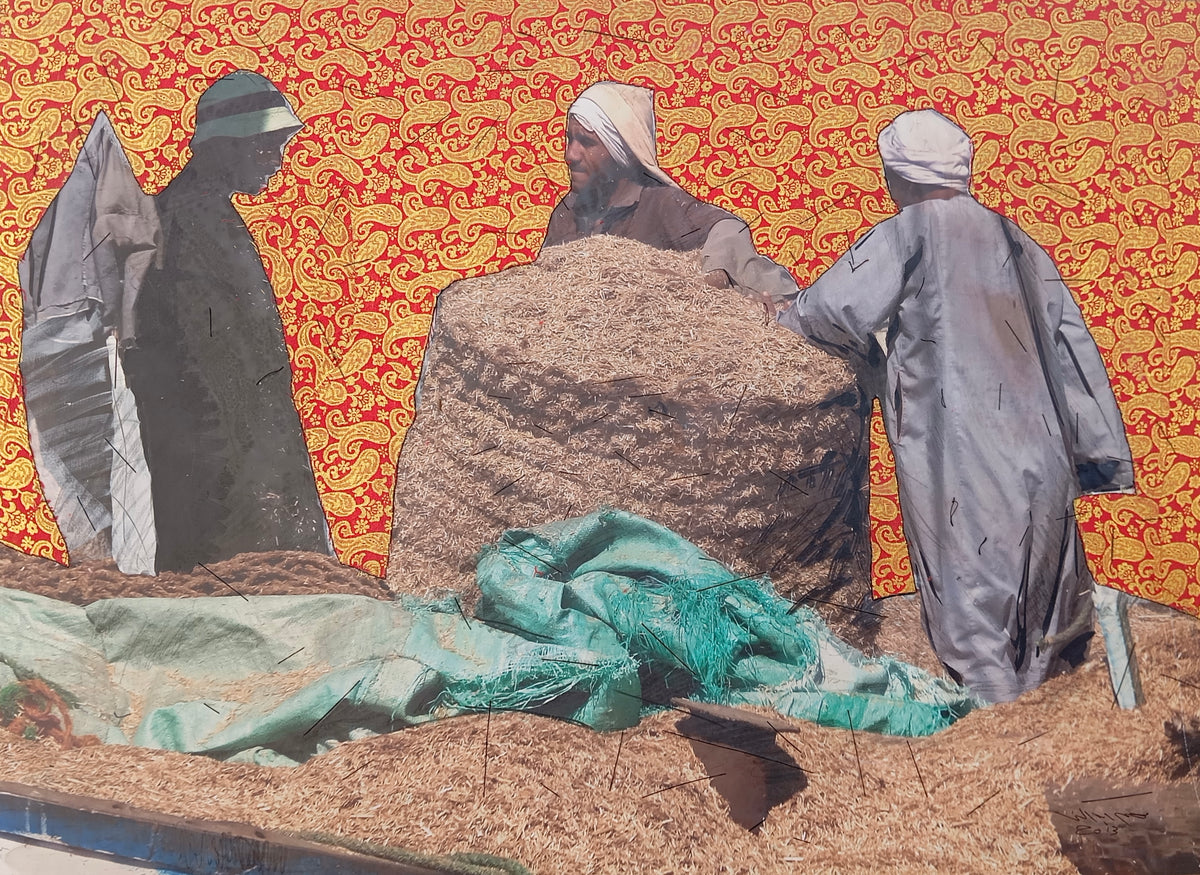 Hay Carriers, original mixed-media work on canvas by Mohamed Abou El Naga
