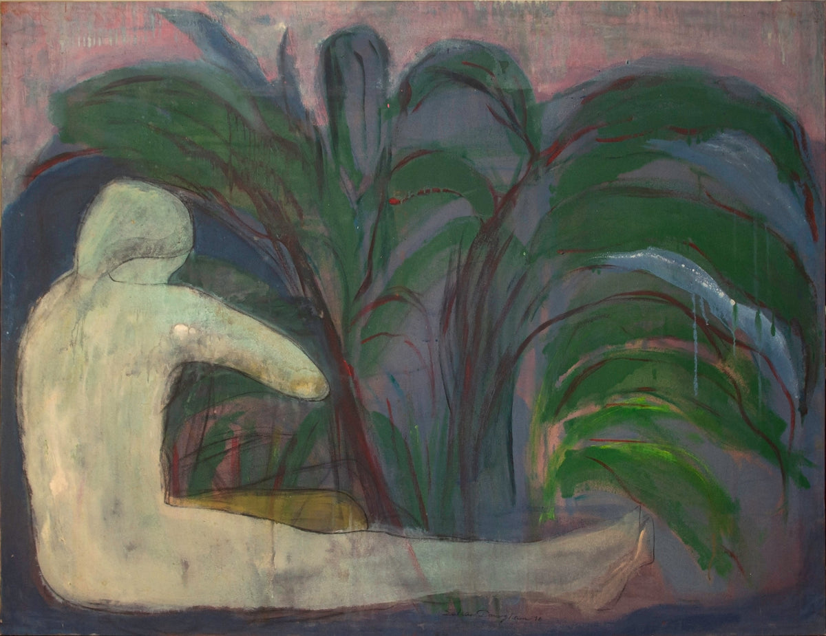 Man and Plants, original oil painting on canvas by Sahar Dourgham