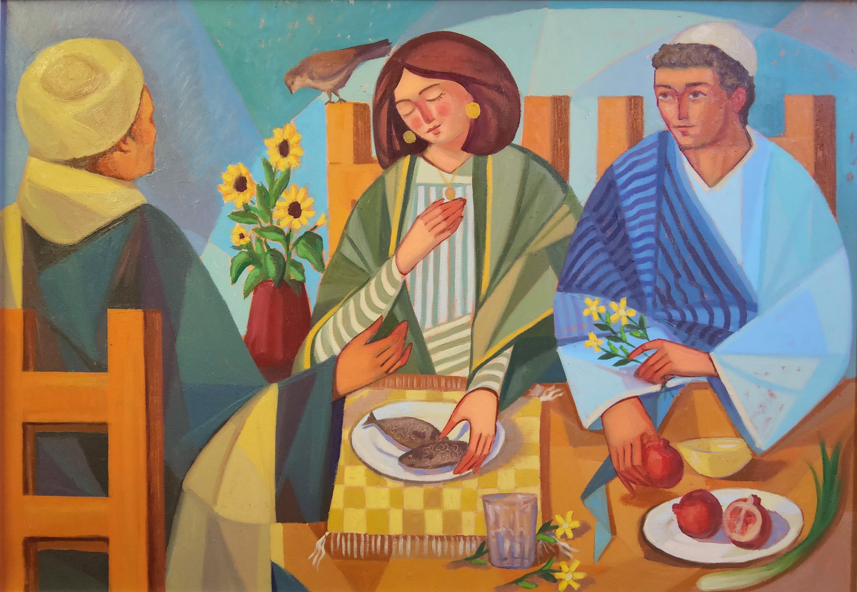 Lovers' Lunch, original oil painting on canvas by Felopateer Halim