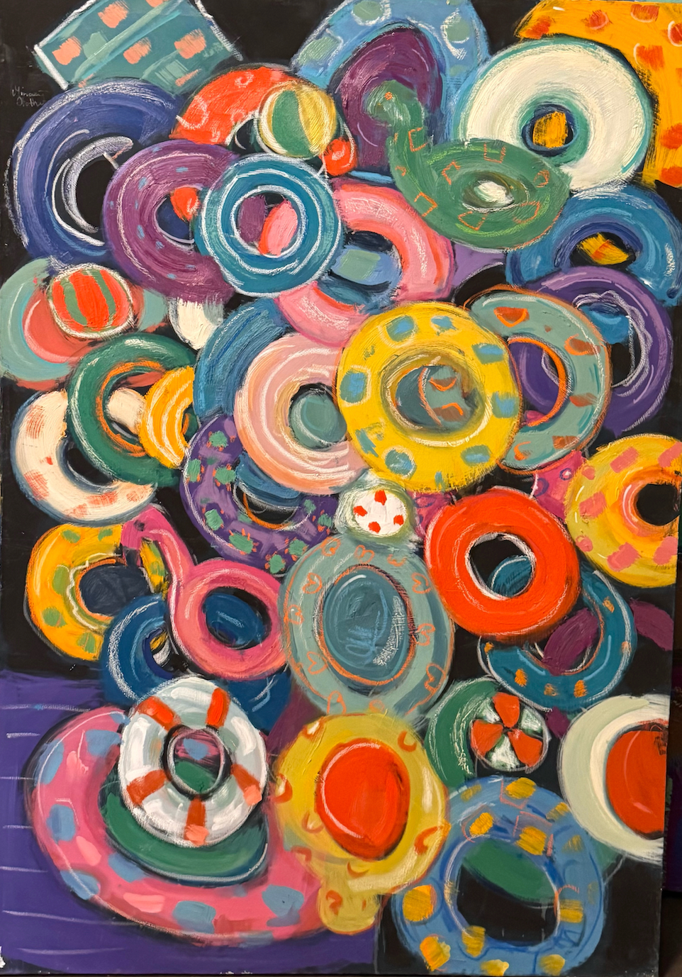 Floaters, original oil painting on canvas by Miriam Hathout