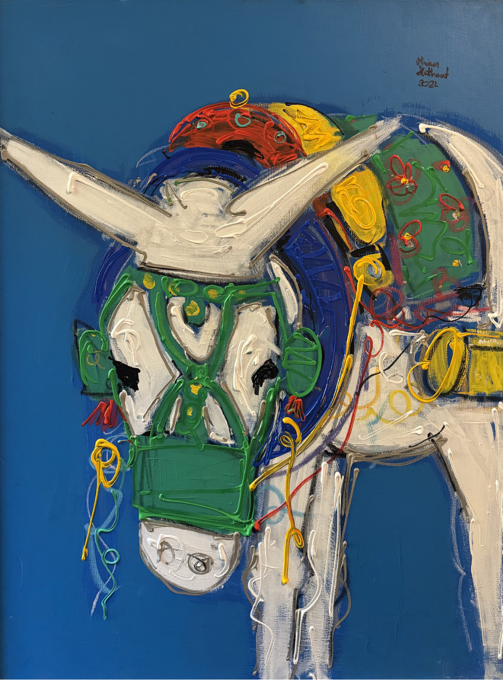 I am Just a Donkey, original oil painting on canvas by Miriam Hathout