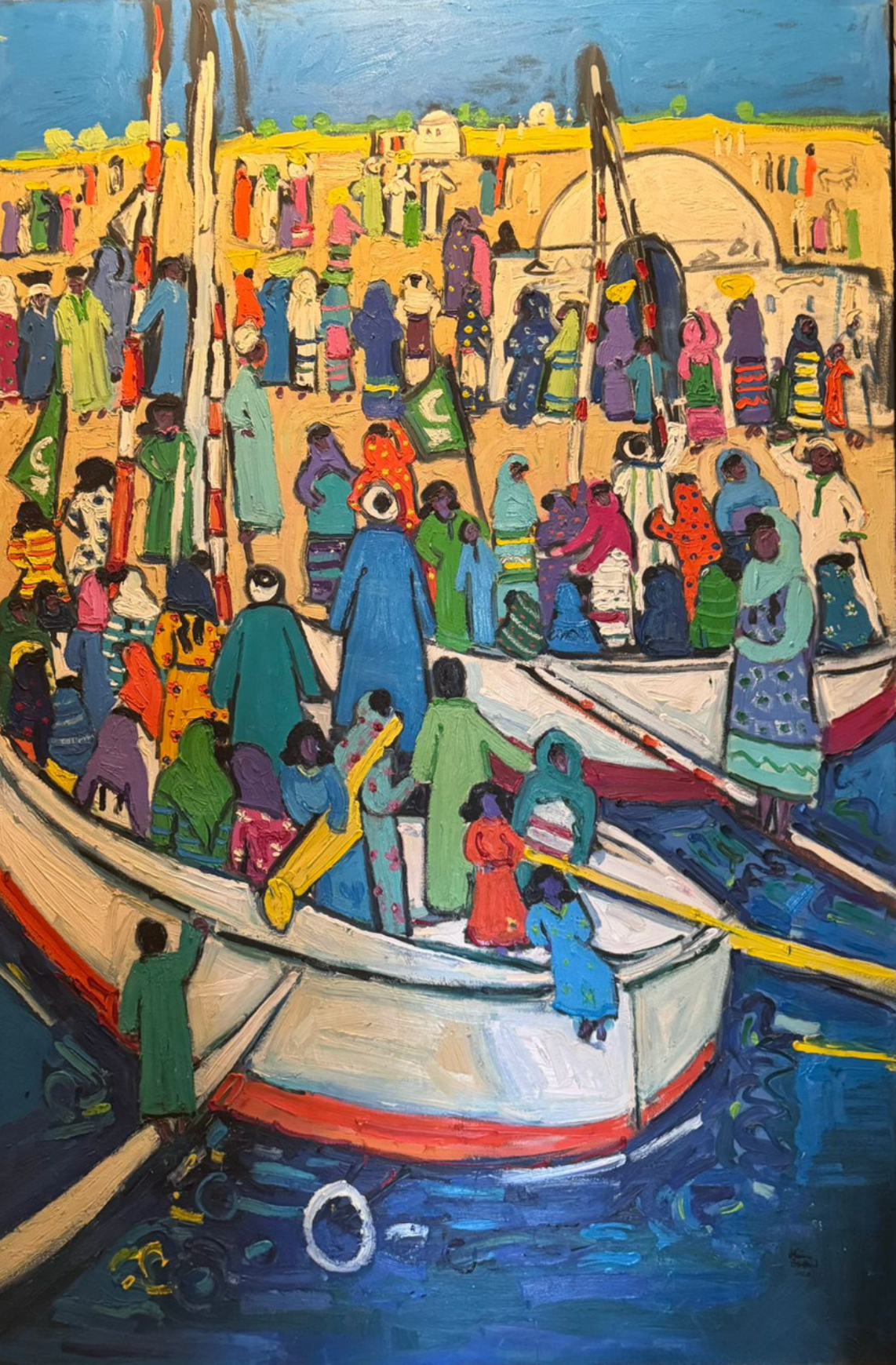 Leaving Home, Old Nubia, original oil painting on canvas by Miriam Hathout