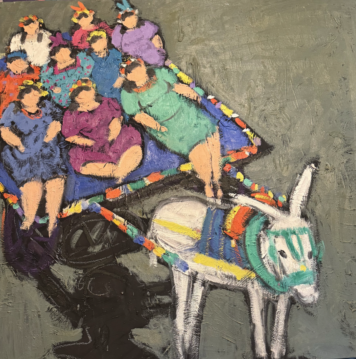 Women Promenade, original oil painting on canvas by Miriam Hathout