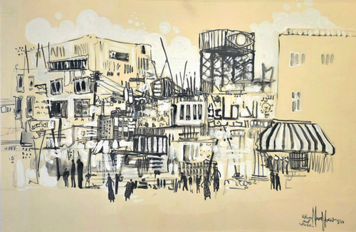 Abagya, original gouache on paper by Nour Hussein