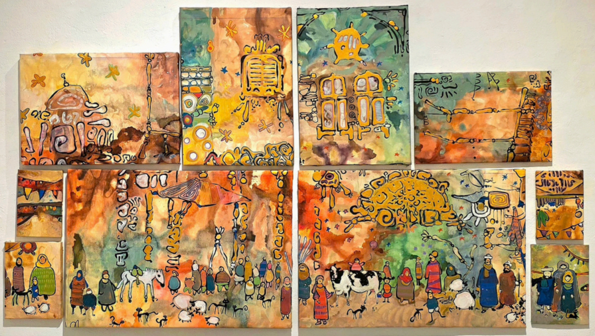 Saeidi Festival, original mixed-media work on canvas by Nour Hussein
