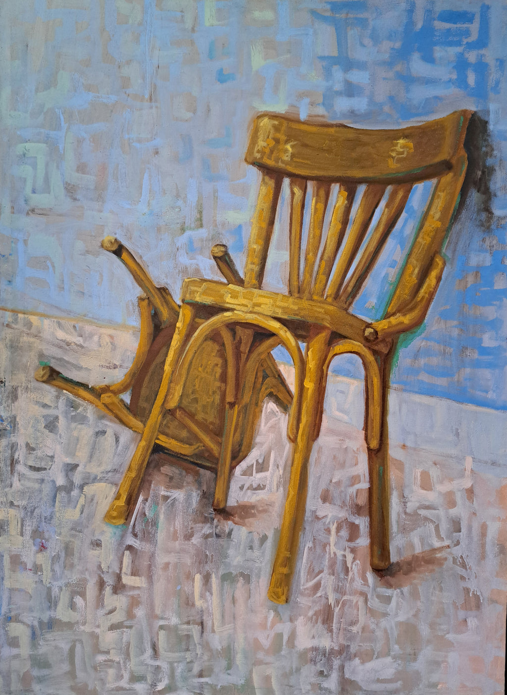 Chairs, original oil painting on canvas by Basant Mohamed