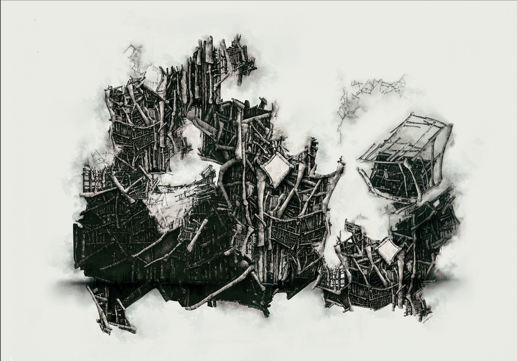 Black Home, original lithograph on paper by Sara Mouneer