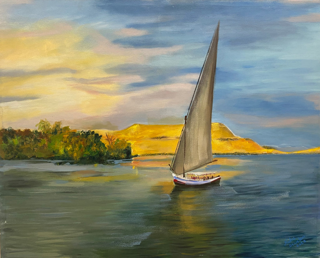 Nile Wanderer — Acrylic on Canvas, Nadia Sewelam