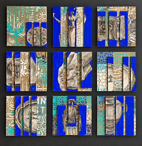 Cabinet of Curiosities, original mixed-media work on board by Karen Weick
