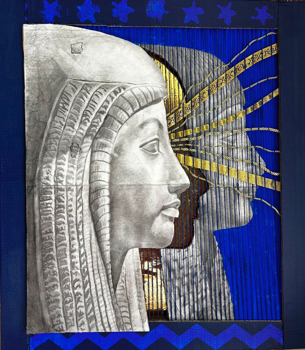 Nefertiti, original mixed-media work on board by Karen Weick